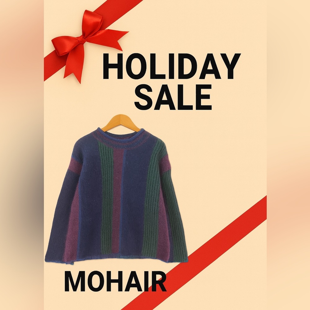 Paris Sport Club Hand-Knitted Mohair Jewel Toned Tunic Sweater M